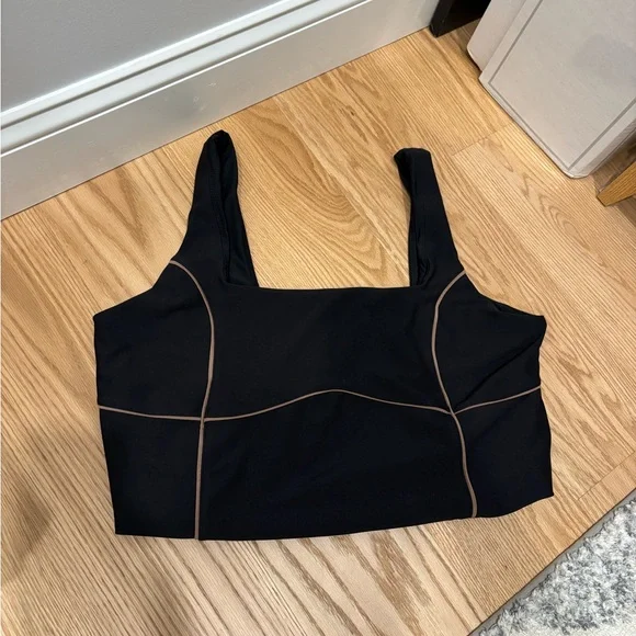 Abercrombie & Fitch Black Sports Bra with Tan Piping size XXL - Picture 2 of 5